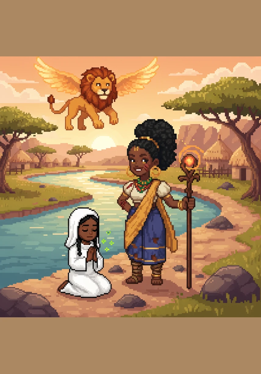 Across the winding Limpopo River, the vibrant spirit of South Africa shines through a tapestry of bright colors and rhythmic music. Tinashe watches from the border as his neighbors dance and build with joyful hearts, their every action a testament of gratitude that brings a smile to the heavens.