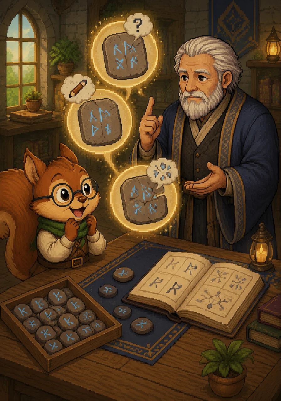 Leo learns that his challenge has specific names: sometimes it is hard to read the runes, other times it is hard to write them, or the numbers might get jumbled. Understanding these specifics helps Leo feel much braver about his lessons.