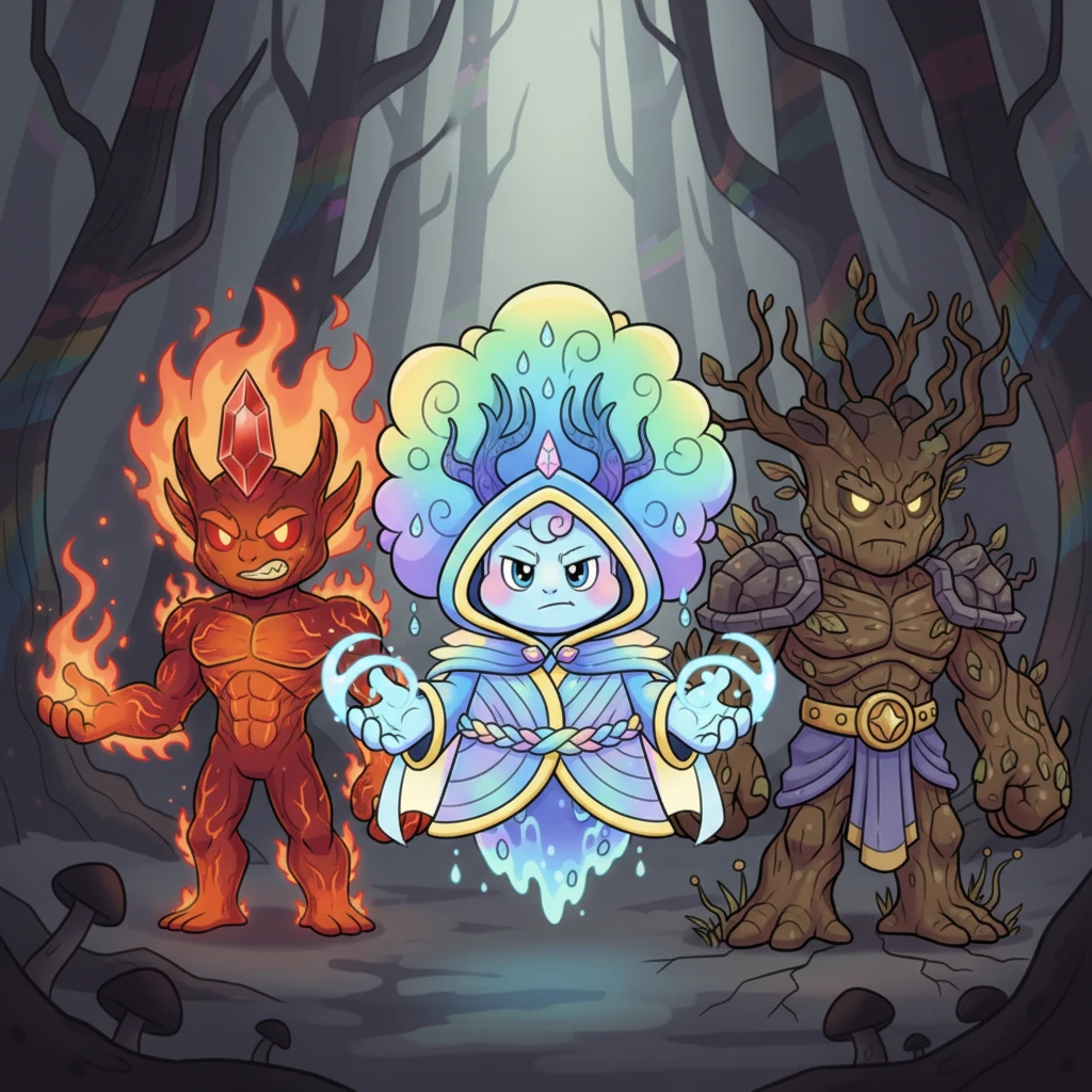 Niestety, Ower nie było wolne od kłopotów. Trzej potężni tytani – ognisty Furion, wodny Beral i ziemny Gulish – rządzili krainą twardą ręką, siejąc strach. Mieszkali w ciemnym lesie, a ich obecność sprawiała, że tęczowe kolory królestwa bladły.