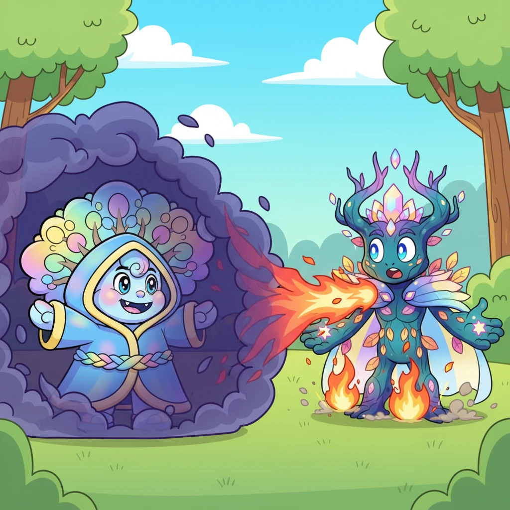 Zamiast walczyć siłą, Spectree użył swojego sprytu. Rozpostarł wokół siebie gęsty cień, tworząc barierę przed ogniem Furiona. Następnie, wykorzystując ciemność, zaskoczył go, sprawiając, że Furion niechcący zaatakował sam siebie.