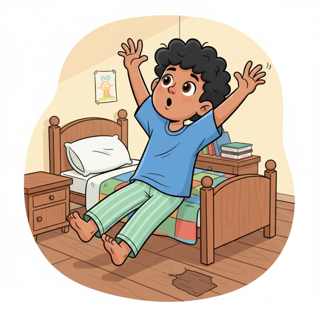 With a soft groan, Leo swings his long legs over the side of the bed, his bare feet expertly landing on the scuffed wooden floor. Without even glancing down, he automatically sidesteps a particular squeaky floorboard, a well-practiced move in his morning dance. He stretches his arms high above his head, fingers wiggling like playful octopus tentacles, ready to face the day.