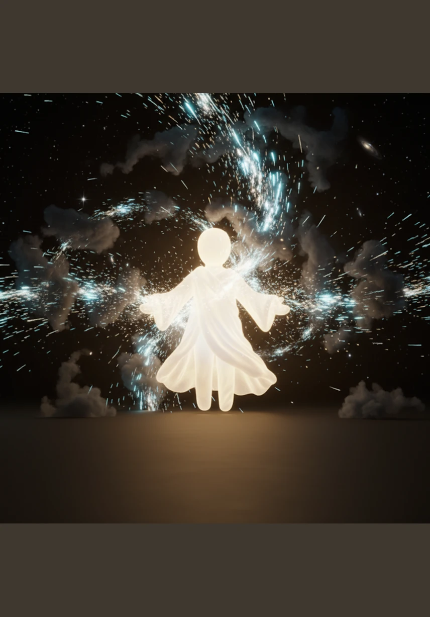 With a powerful word, the Creator spoke light into existence, shattering the shadows and filling the universe with a warm glow. The light was separated from the darkness, marking the very first dance between Day and Night.