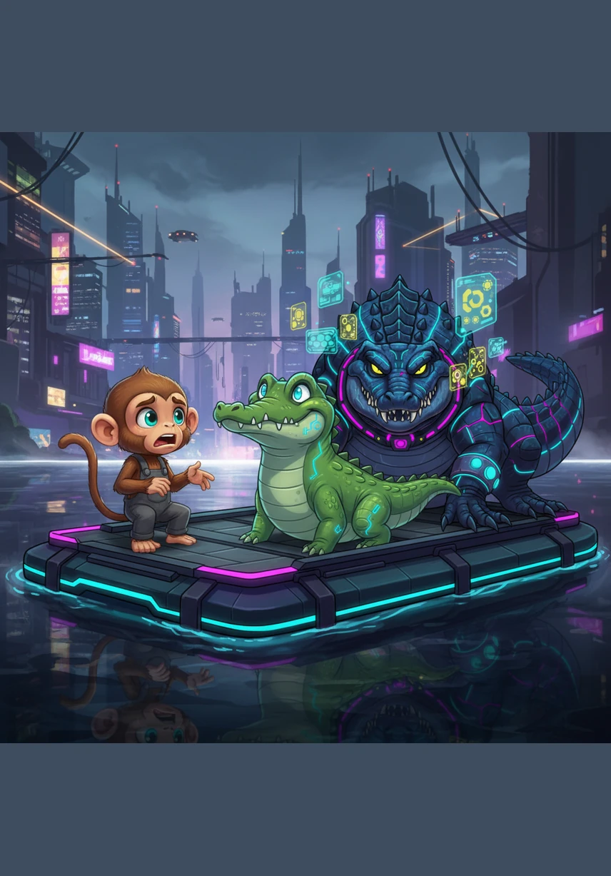 When they reached the middle of the wide river, Snappy told Momo the scary truth about his wife's plan. Momo was very frightened, but he stayed calm and thought of a clever trick. He told Snappy that he had left his heart back on the mango tree.