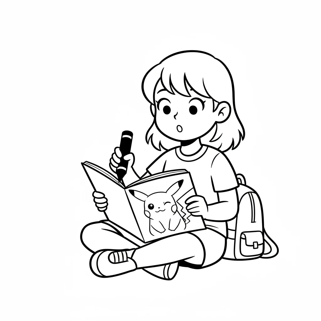 As Lily finished coloring Pikachu's body, something amazing happened! Pikachu's eye gave a playful wink, and a tiny smile appeared on its face. It seemed to come alive right there on the page!