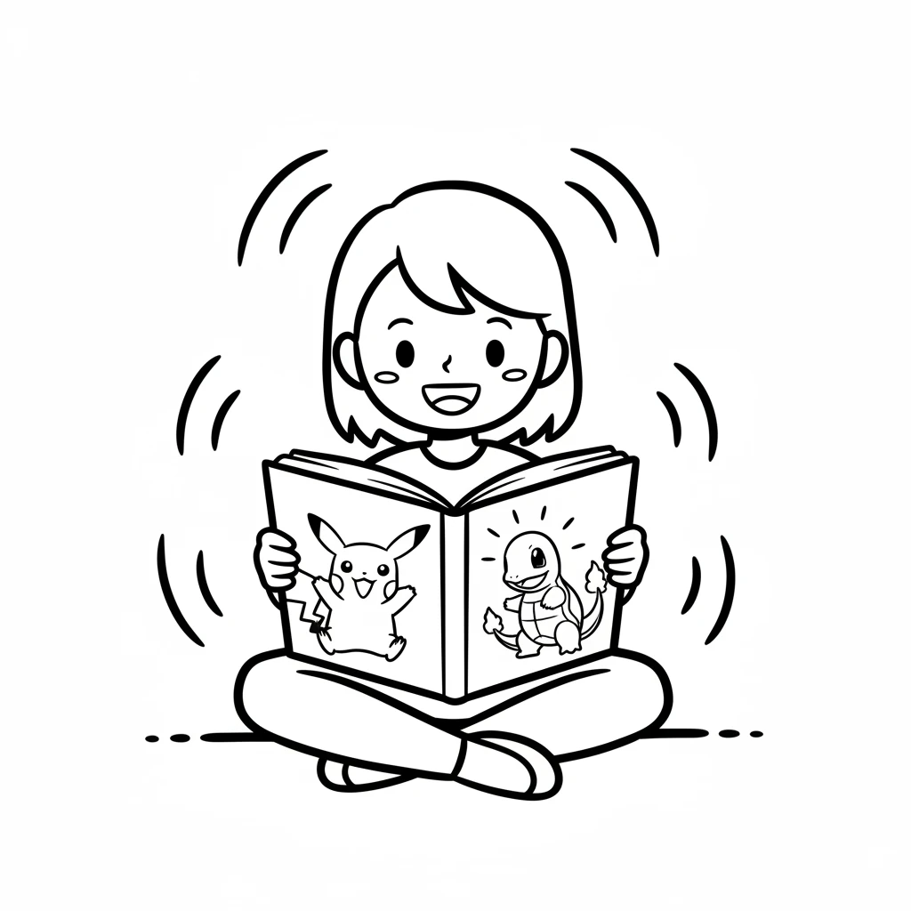 Now, all three Pokémon—Pikachu, Charmander, and Squirtle—were vibrantly colored and full of life on their pages. They looked so happy, their simple shapes beaming with personality. Lily felt a warm glow of pride.