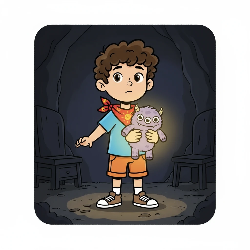 Otis, como siempre, no dudó. "No tengas miedo, Paco. Estoy aquí", le dijo el peluche, aunque solo podía hacerlo con su presencia. Juntos, Paco y Otis decidieron explorar la oscuridad, paso a paso, con cuidado.