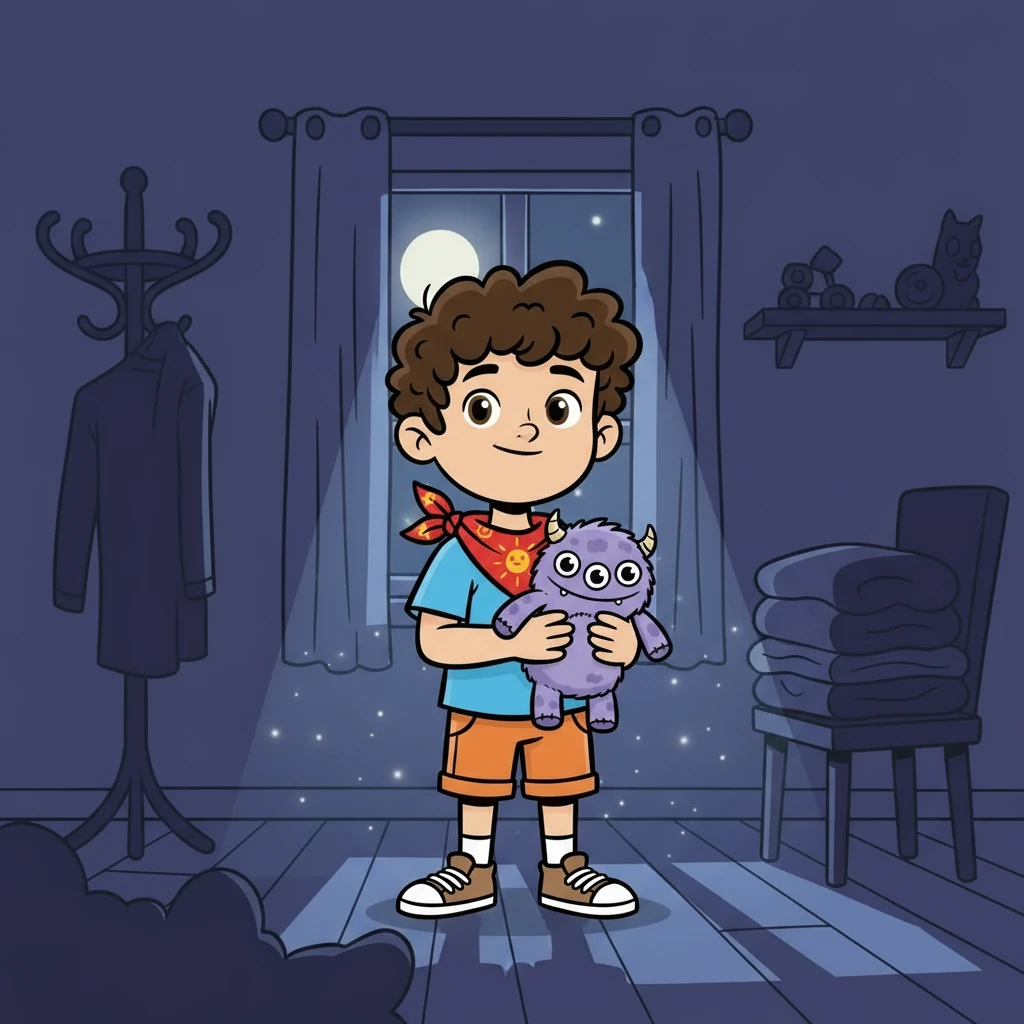 Paco y Otis exploraron la habitación, descubriendo que las sombras eran solo objetos familiares. El miedo se desvaneció, reemplazado por una sensación de aventura y curiosidad. Paco, abrazando a Otis, sonrió a la oscuridad, ya no tan oscura.