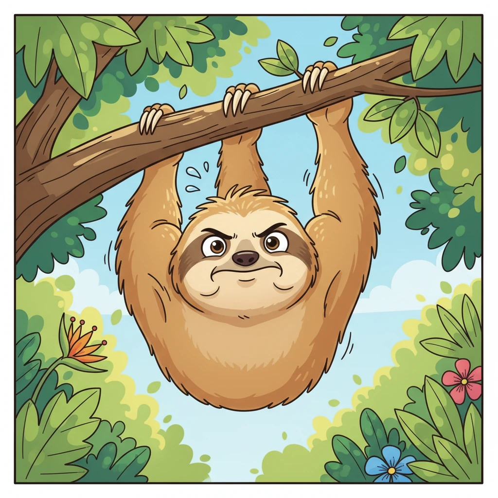 Inspired, Sunny decided to try. With immense concentration, he slowly, very slowly, began to lift one of his long, furry arms. It was a monumental effort, visible in his puffed cheeks and laser focus. A tiny bead of playful sweat appeared on his brow.