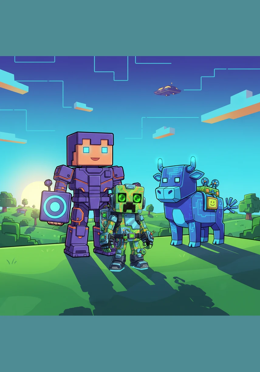 Steve opened his eyes to a world where everything was made of perfect cubes. The sun rose over square clouds, casting long shadows across the vibrant green hills. He stood up, ready to explore this strange and beautiful land of blocks.