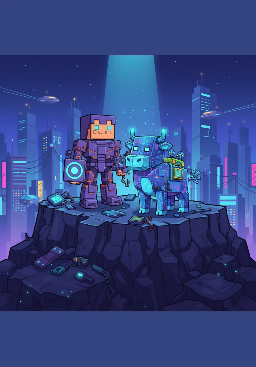 Using a crafting table, Steve carefully fashioned his first wooden pickaxe and a set of planks. He climbed a nearby mountain, feeling the thrill of creation as he turned raw nature into useful items. The world was full of potential, waiting for his touch.