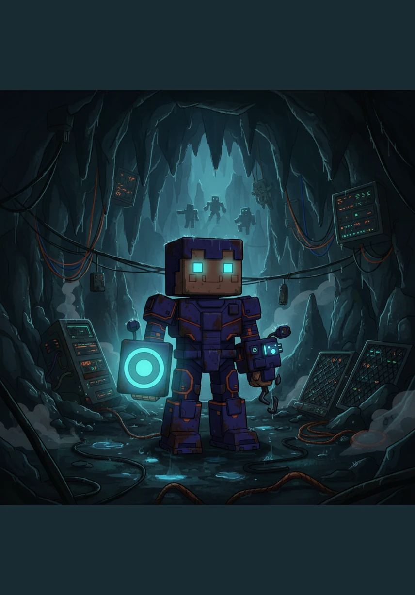 As he dug deep into a dark cavern, the spark of his torch revealed veins of coal and shiny iron ore. The air was cool and damp, echoing with the sounds of dripping water and distant groans. Every block he broke brought him closer to better armor and stronger tools.