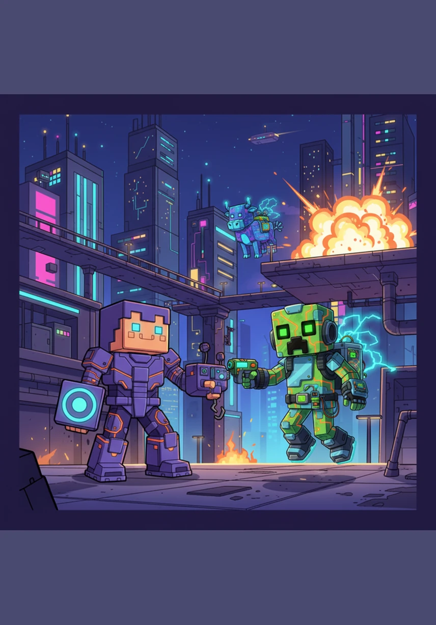 Eventually, he stumbled upon a bustling village filled with busy people in brown robes. He traded his gathered emeralds for rare treasures and shared stories of his travels with the local blacksmith. It was heartening to find that he wasn't alone in this vast, square universe.