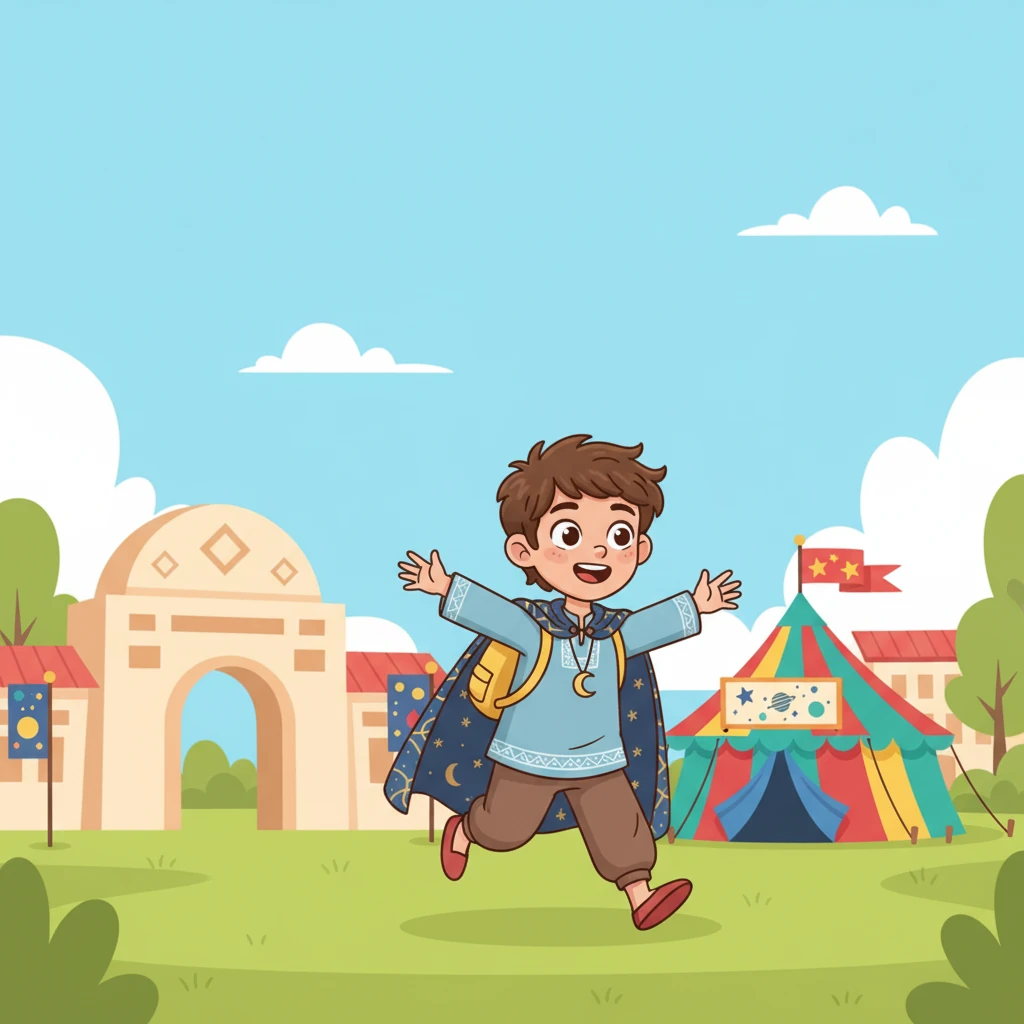 في صباح مشرق، ذهب رائد إلى المدرسة. كان يومًا مميزًا للغاية، حيث نصبت جمعية Cosmic Dome خيمة كبيرة في مسرح المدرسة.