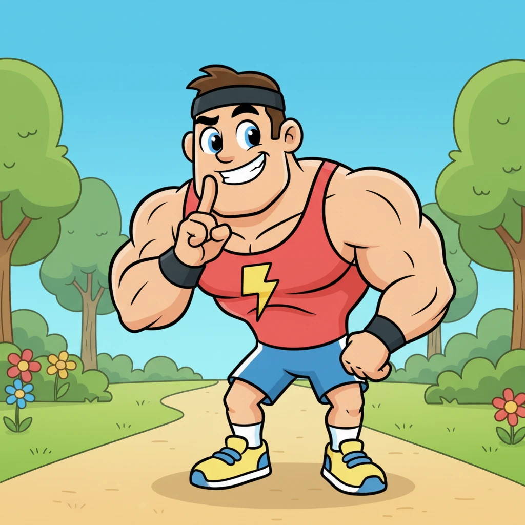 Flexy suddenly stops jogging, his eyes widening with excitement. He leans in conspiratorially, a playful smirk on his face. "And speaking of February, guess what? We've got something extra special to celebrate your dedication!" He holds up a finger, building anticipation.
