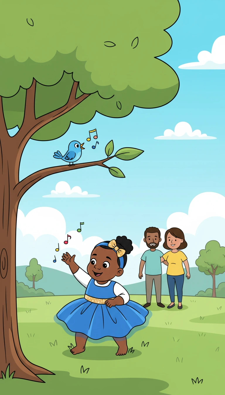 Le parc était un terrain de jeu merveilleux pour Chloé. Elle aimait sentir l'herbe sous ses petits pieds et observer les oiseaux qui chantaient dans les arbres. Ses parents la suivaient avec bonheur.