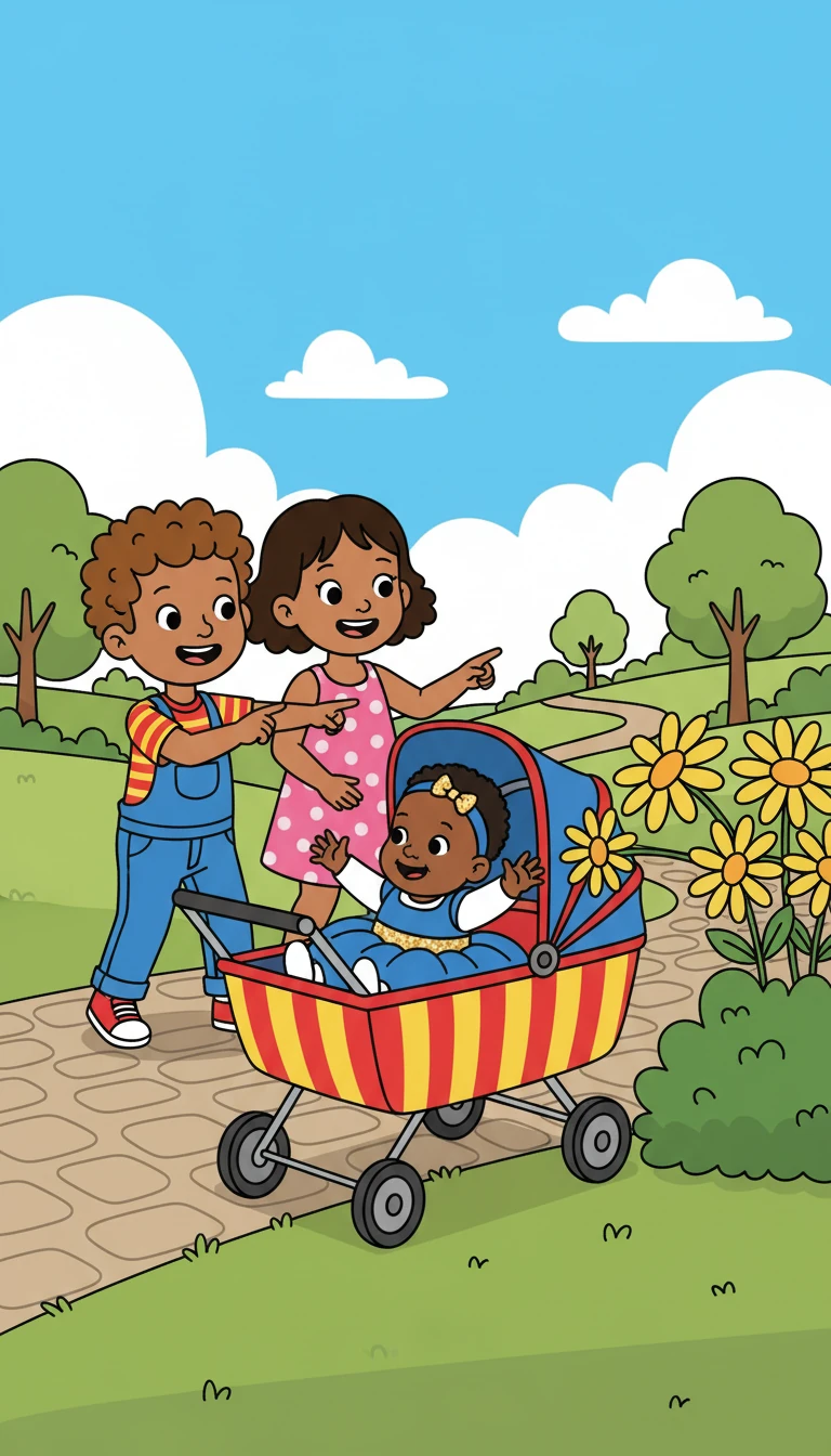 Les promenades en poussette étaient des moments privilégiés. Chloé découvrait le monde, émerveillée par les couleurs et les sons qui l'entouraient. Chance et Sherlie lui montraient tout.