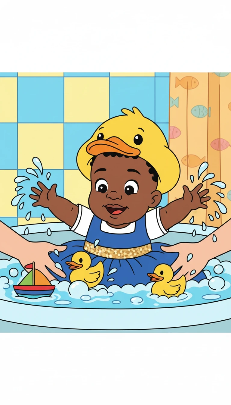 L'heure du bain était un moment de détente. Chloé aimait jouer avec les jouets flottants et éclabousser l'eau. Ses parents veillaient à ce qu'elle s'amuse en toute sécurité.