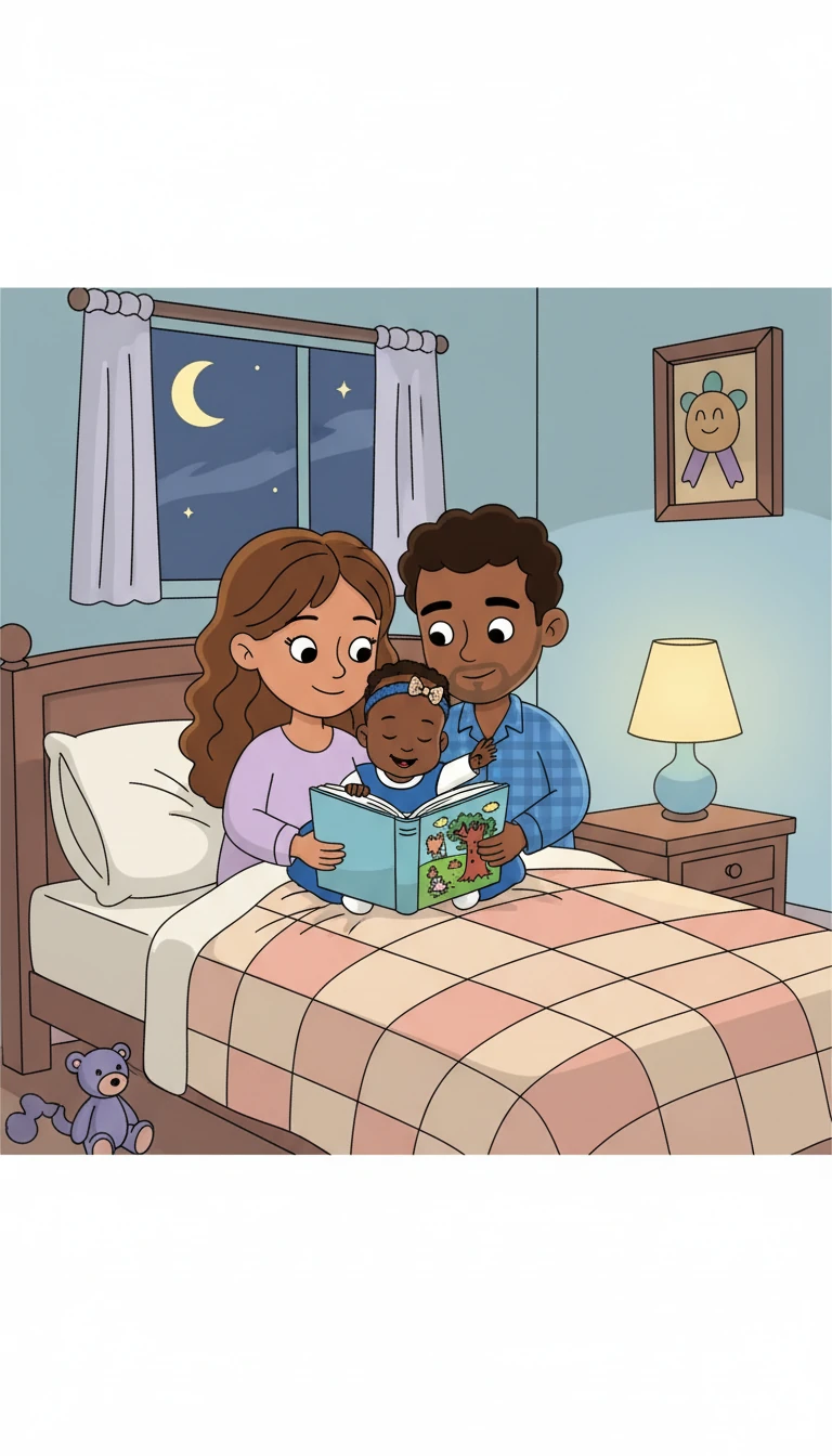 Les câlins du soir étaient les plus précieux. Blottie contre ses parents, Chloé se sentait en sécurité et aimée. Les histoires du soir la menaient doucement au pays des rêves.