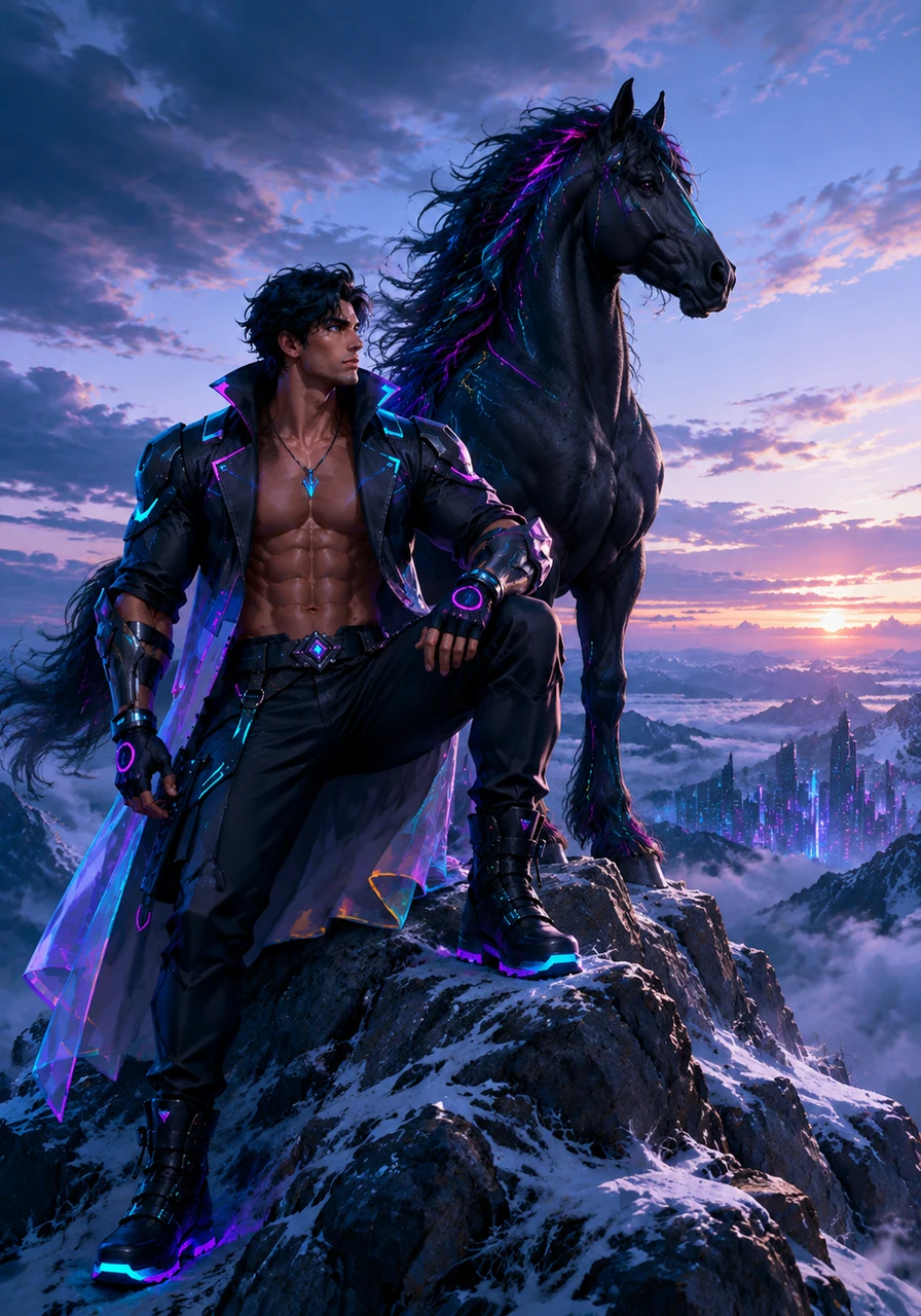 They climb toward the high mountain ridges, where the air grows thin and the views stretch for hundreds of miles. Alaric sits tall and proud, a silhouette of human resilience atop a mountain of muscle and fur.