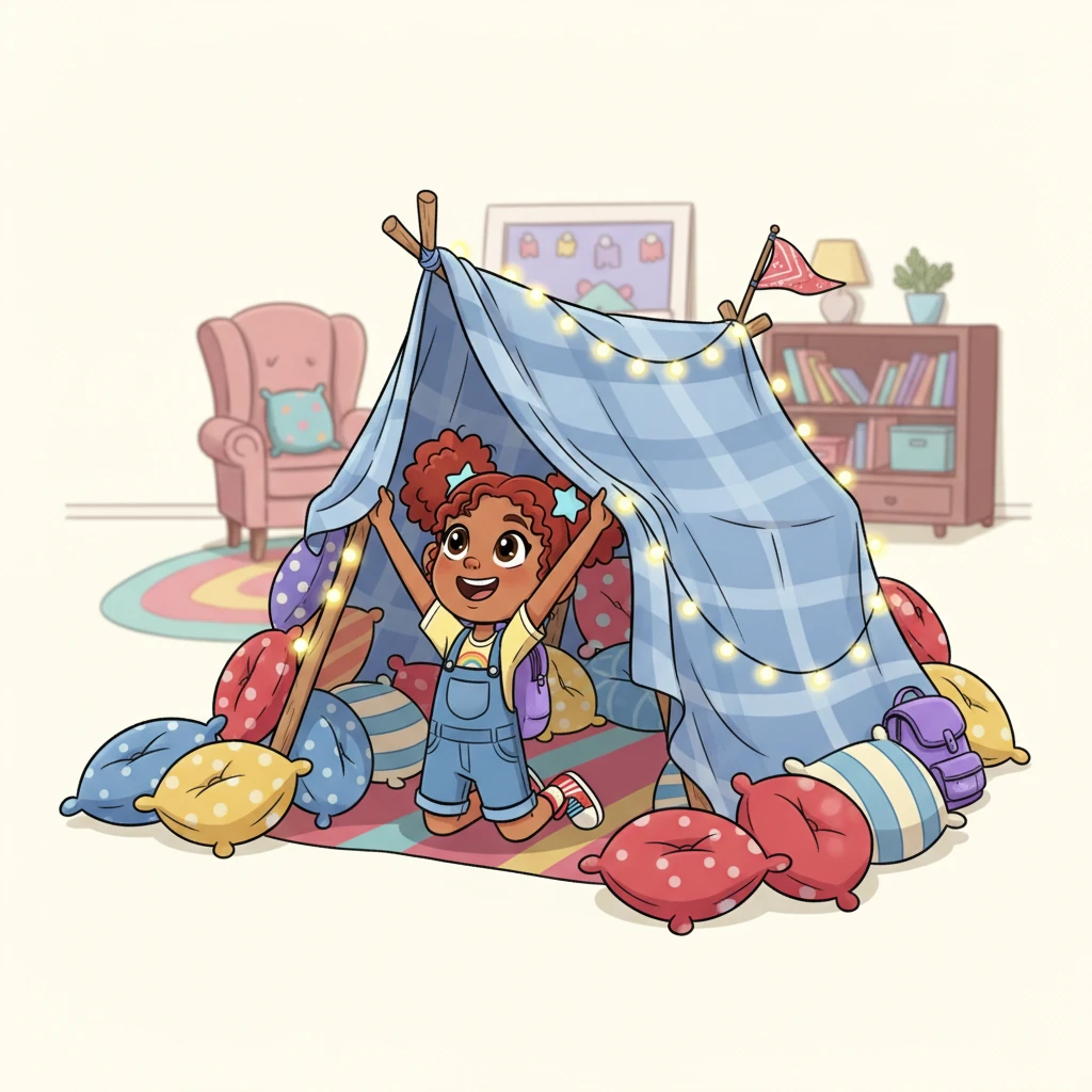 Her living room transformed into an epic fortress, Lily, with a triumphant grin, added the final blanket to her magnificent pillow fort. Cushions became sturdy walls, and a twinkling string of fairy lights illuminated her cozy, secret hideaway. She was an architect, an engineer, and a queen, all in one playful, blanket-draped kingdom.
