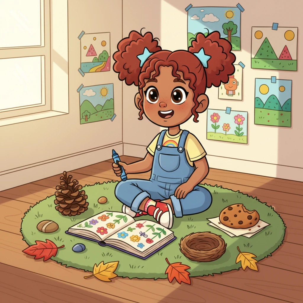 Back in her room, surrounded by her drawings, nature finds, and a half-eaten cookie, Lily beamed with joyful understanding. Her trusty journal lay open, filled with colorful notes and sketches from her everyday adventures. She knew now, with all her heart, that the biggest, most exciting classroom in the world was always just outside her door, waiting to be explored.