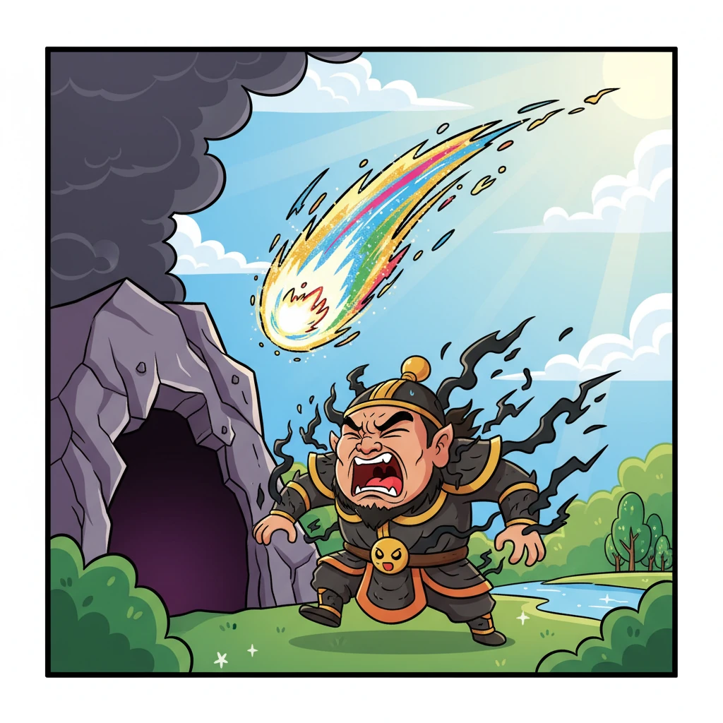 强大的联合力量如同流星般击中了蚩尤，他发出一声凄厉的惨叫，身上的黑色妖气开始迅速消散。蚩尤再也无法抵抗，他收起所有的妖术，狼狈不堪地逃回了黑暗的巢穴，世界恢复了平静。