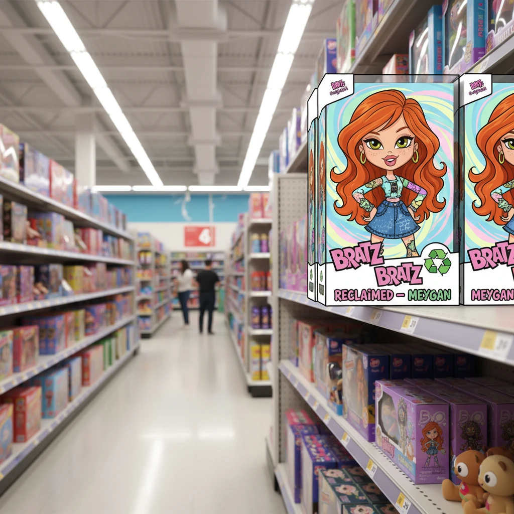 Sirens wailed in the distance, their flashing lights painting the scene in stark blues and reds as Isi stood, visibly shaken but alive, trying to explain the unbelievable events to disbelieving authorities. The camera panned away, through the bustling aisles of a brightly lit toy store, settling on a newly stocked shelf. A pristine box proudly displayed "BRATZ: RECLAIMED – MEYGAN," featuring a vibrant, triumphant image of the doll, who then winked directly at the viewer before the screen dissolved into static.