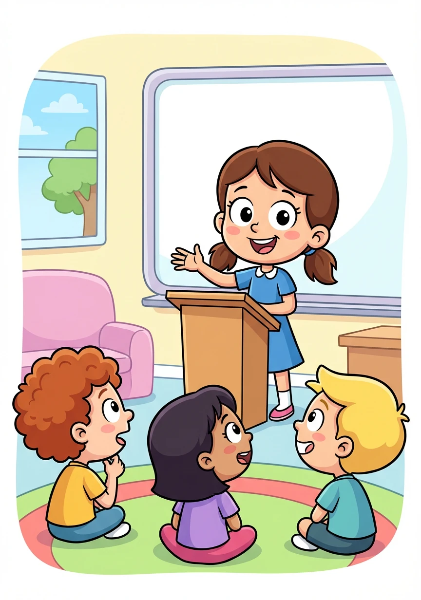 Seite 10 – Erika hält eine Rede vor ihrer Klasse über die Gefahren von Hass und Diskriminierung. Sie betont die Bedeutung von Toleranz, Respekt und Mitmenschlichkeit. Die Schüler hören aufmerksam zu.