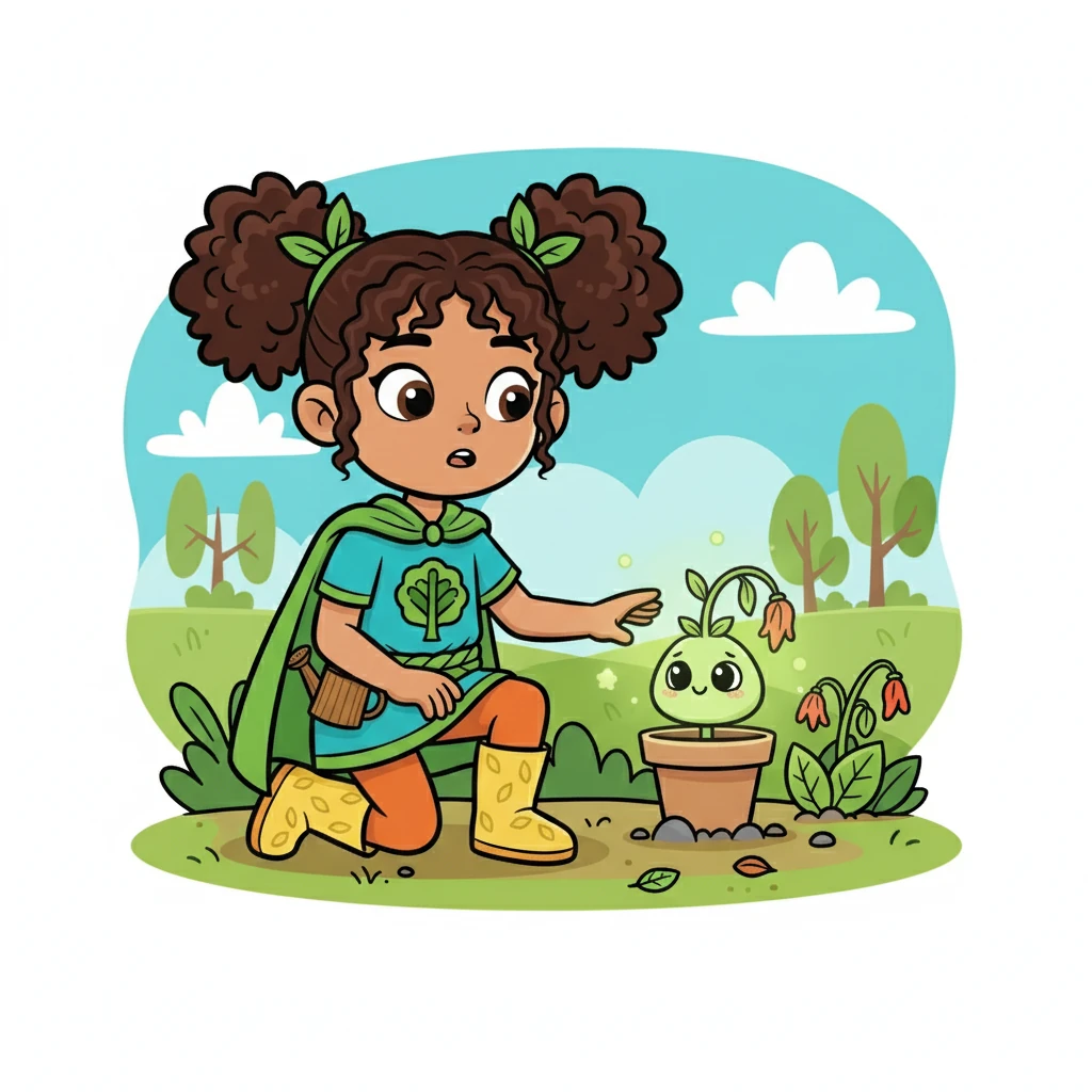 “¿Quién eres tú?” preguntó Valentina, sorprendida por la peculiar plantita. La plantita, con una voz suave, respondió: “Soy Verdita, la voz del planeta. Estoy enferma porque no me cuidan”.