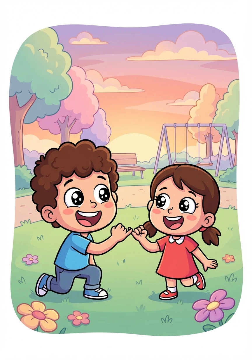 Lucas sorriu e disse que também estava muito feliz por ter conhecido Ana. Eles prometeram brincar juntos todos os dias.