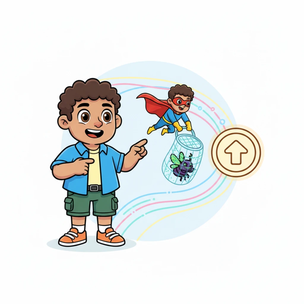 Uh oh! Sometimes, a tiny, mischievous bug tried to sneak into the data flow, threatening to muddle the summary. But Pete's clever error-handling net, a cute little superhero character, swooped in to catch it, ensuring no summary got lost or confused.