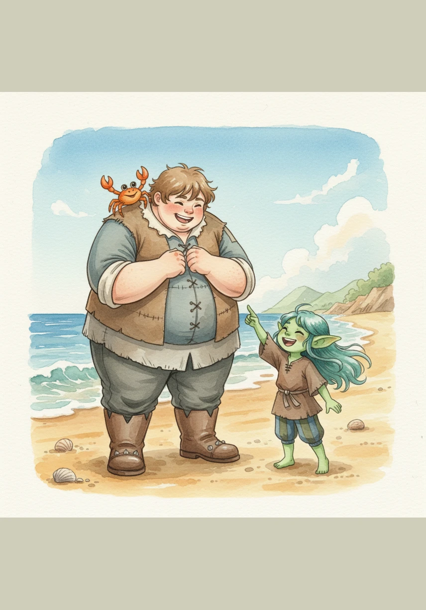 The sun shines brightly over the sparkling blue ocean as children splash and play in the waves. Their laughter fills the air, mixing with the rhythmic sound of the water hitting the sand.