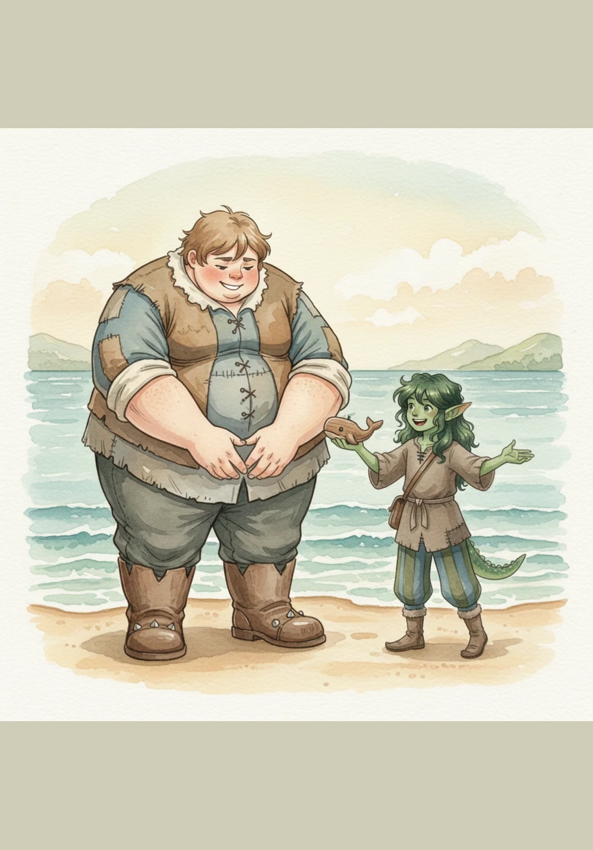 The monster's eyes brighten with hope as he realizes he has finally found a friend. With a joyful thank you, he and Leo head toward the waves to start a brand new adventure together.