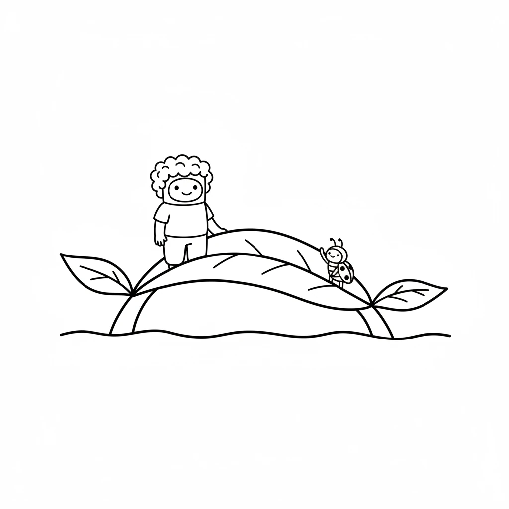 The ladybug carefully walked across Pip's leaf-bridge and safely reached the other side. It turned and waved a tiny antenna, a happy thank you to Pip. Pip felt warm and proud.