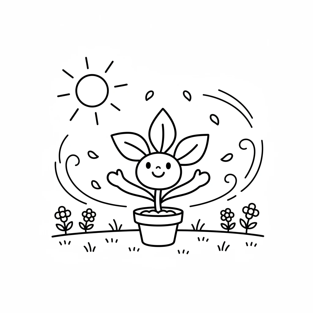 Pip felt a burst of happiness, feeling strong and connected to everything. The sun warmed Pip's leaves, and the gentle breeze sang a happy song. Spring was truly wonderful.