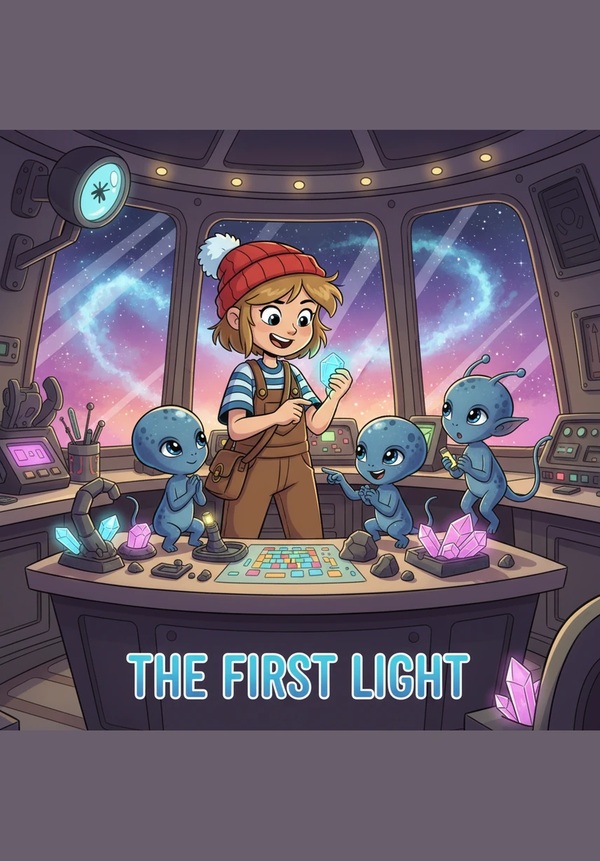 She ran to her desk and found her favorite bright yellow marble, which seemed to pulse with a warm and happy light. As she placed it into the ship’s core, the entire vessel lit up with a brilliant, golden radiance.