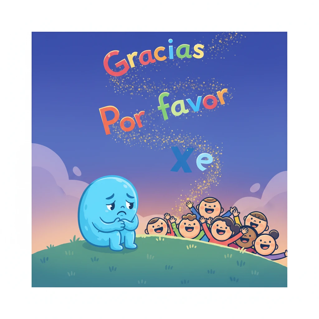 Hola observaba con tristeza cómo otras palabras, como 'Gracias' y 'Por favor', volaban libremente, haciendo sonreír a la gente. Él deseaba poder hacer lo mismo.