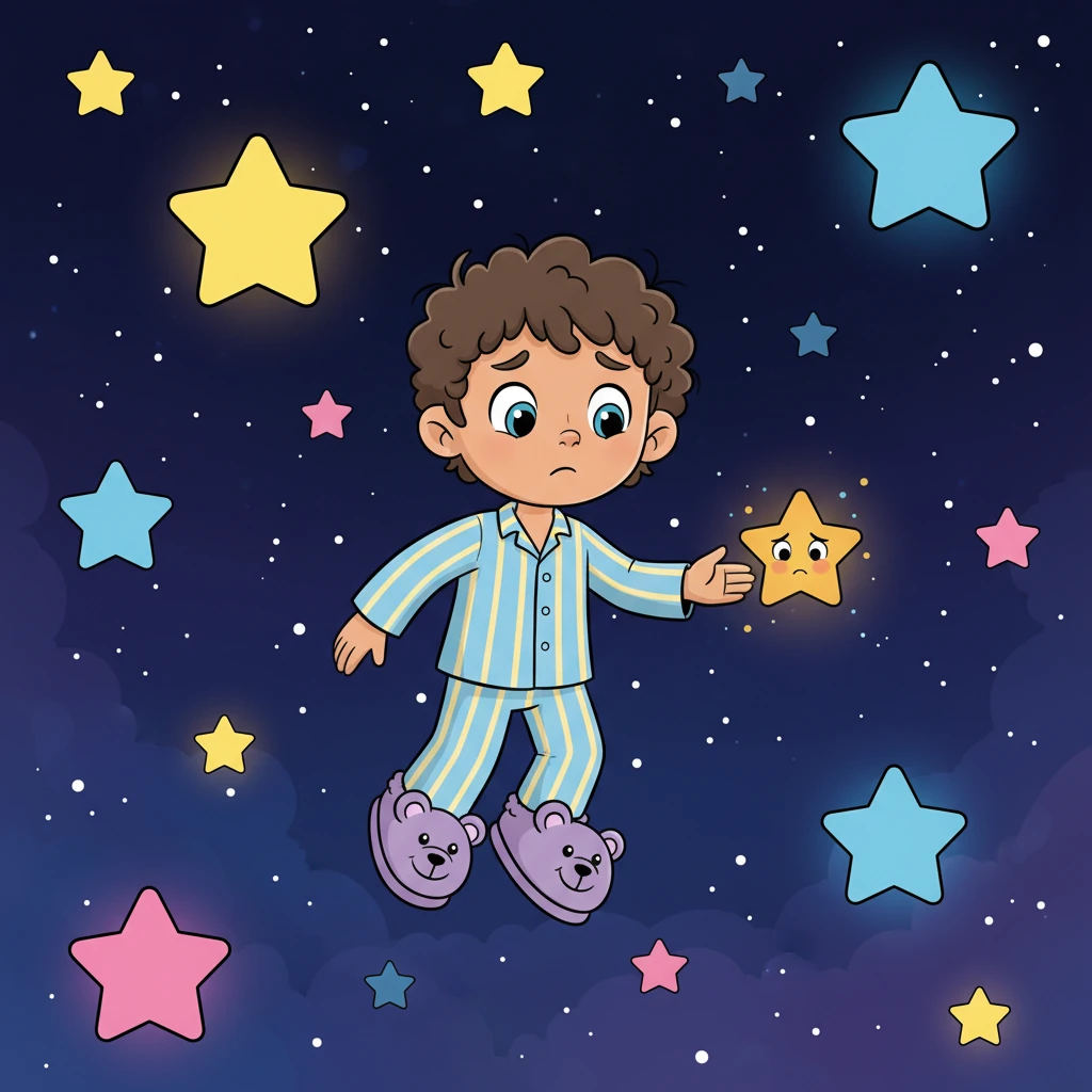 Suddenly, he noticed something peculiar among the sparkling multitude. One tiny star, usually so bright, looked dim and sad. It wasn't twinkling at all, just a little flicker of light. Milo felt a pang of sympathy for the lonely star.