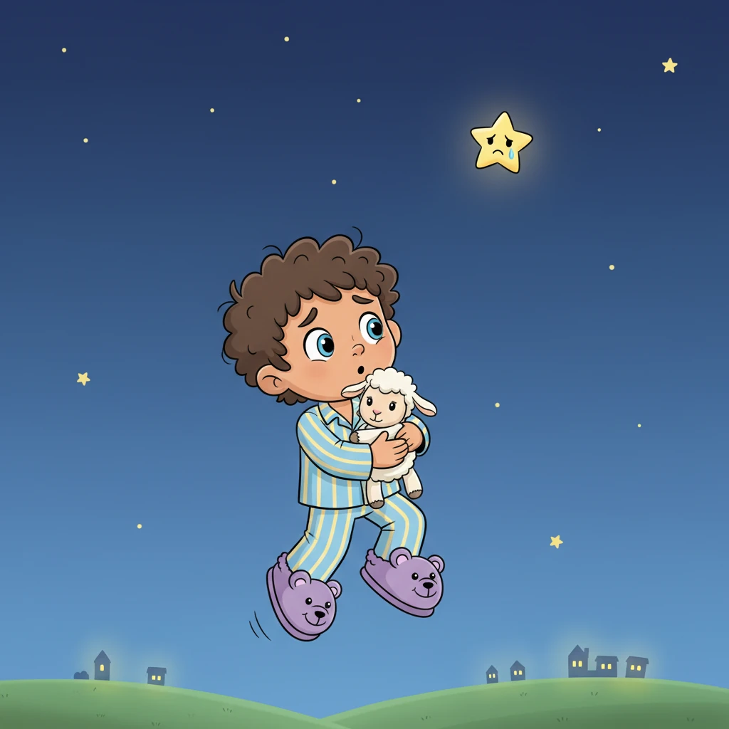 "Oh dear," Milo whispered to Barnaby, hugging him close. "That little star needs a friend!" He imagined himself floating up, up, up towards the sky, wishing he could give the star a comforting hug and make it feel better.