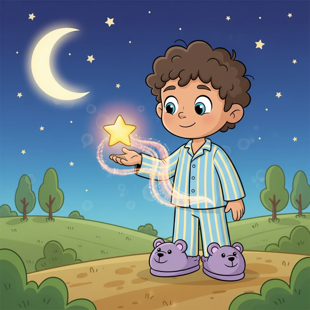 "Hello, little star," Milo said softly, his voice full of kindness. "Are you feeling lost?" He thought of his warmest, happiest memory – a big, sunny hug from his mom – and carefully shared that wonderful, cozy feeling with the star.