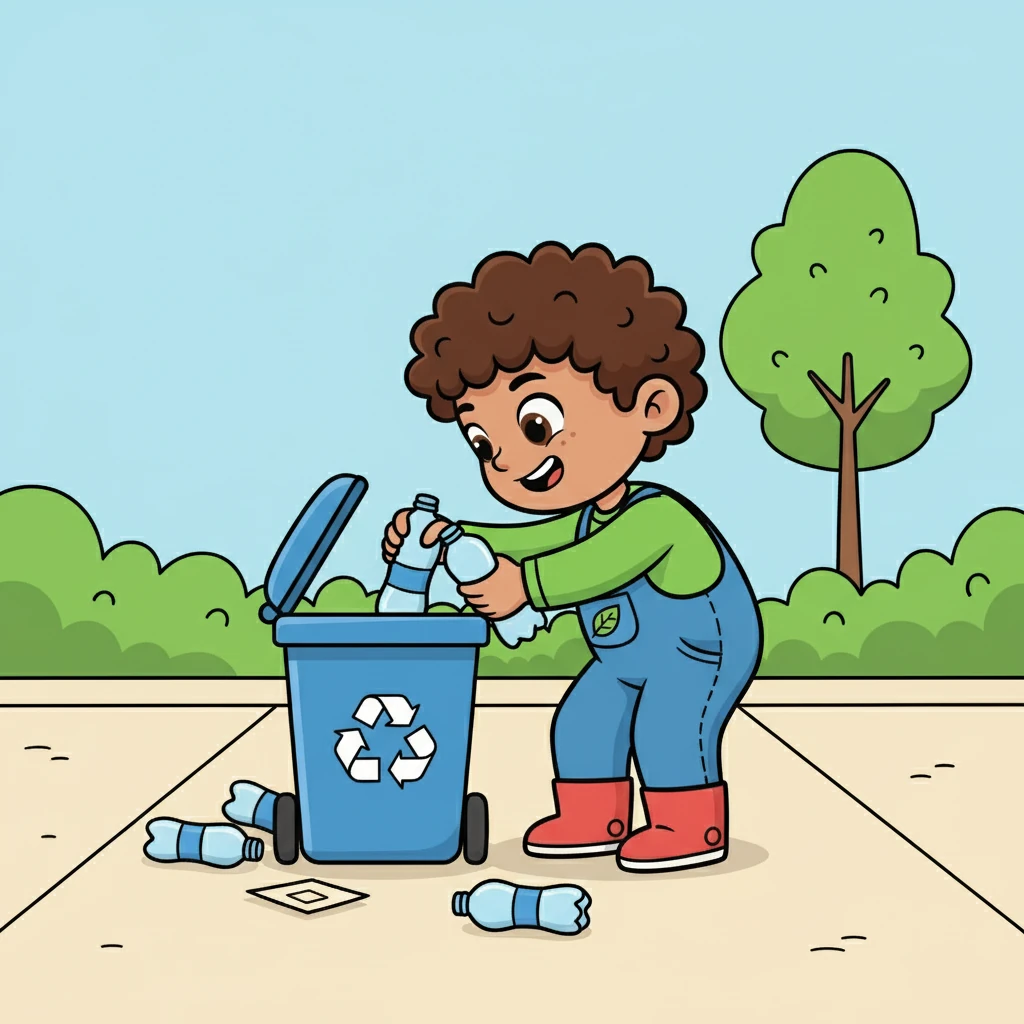Ali picked up the fallen bottles, carefully placing them in the recycling bin. He learned that even small actions make a big difference.