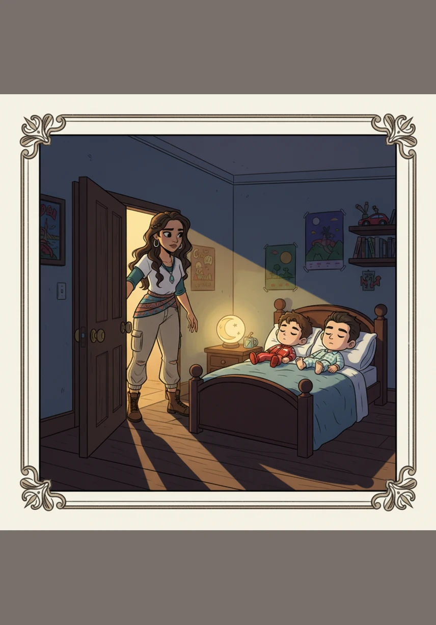 Pushing the door open with a soft creak, she found her brother Carlos snoring softly in his bed, completely oblivious to the world. However, on the air mattress nearby, Charles Leclerc sat propped up against the wall, his bright eyes cutting through the darkness as he watched her enter.