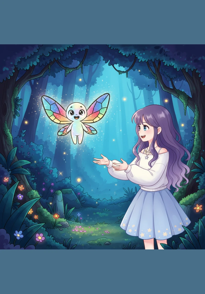 With a trembling hand and a heart full of wonder, Iris reached out to touch the soft, humming glow of the rainbow. To her amazement, a door made of swirling mist and golden light swung open, inviting her to step off the ground and into the sky.