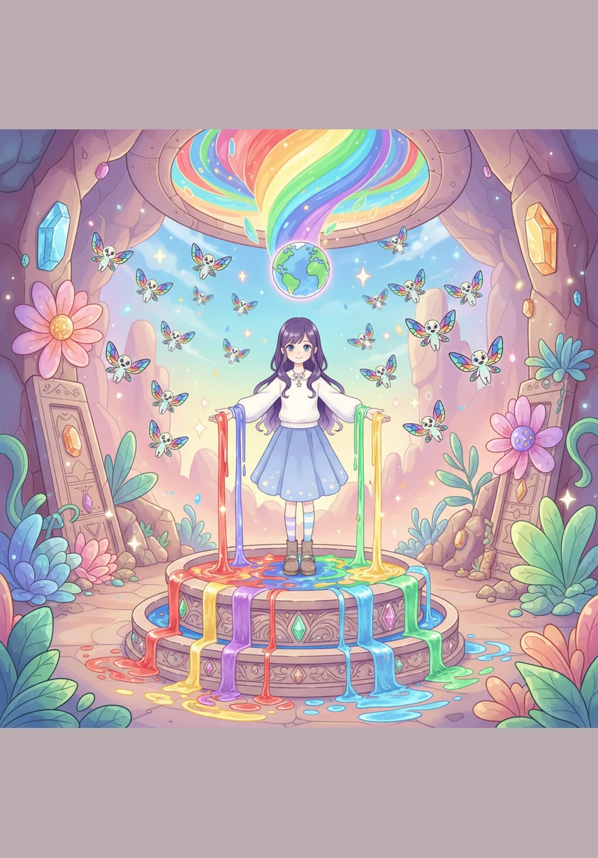 A group of tiny, glowing sprites called the Color Keepers fluttered around her with wings that looked like stained glass. They spoke in musical chimes, explaining that their world was the secret source of every color found on Earth.