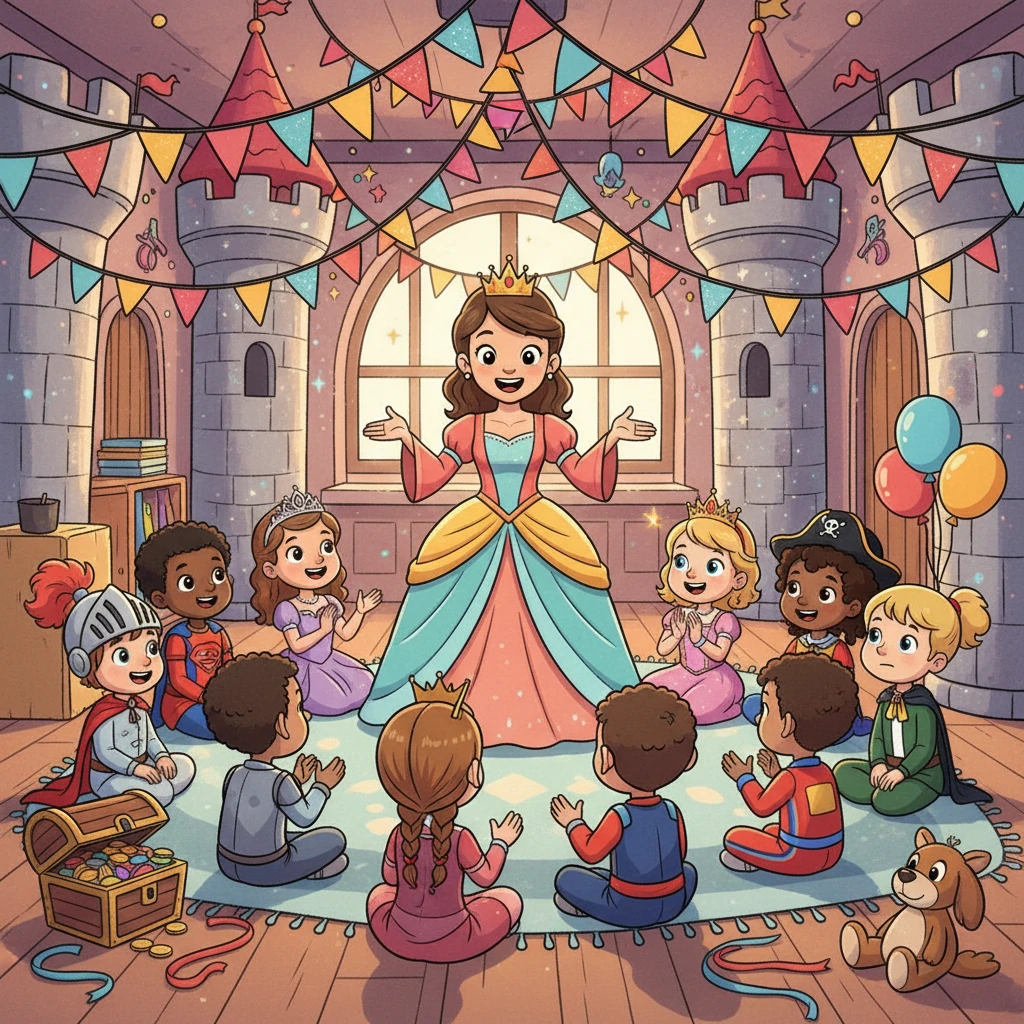 De klas was omgetoverd tot een magisch kasteel met vlaggen en glitters. Juf Hasna legde uit welke leuke spelletjes ze zouden gaan doen, van een schattenjacht tot een danswedstrijd. Iedereen luisterde aandachtig, de ogen vol verwachting. Welke spelletjes denk jij dat ze zullen spelen op een carnavalsfeestje?