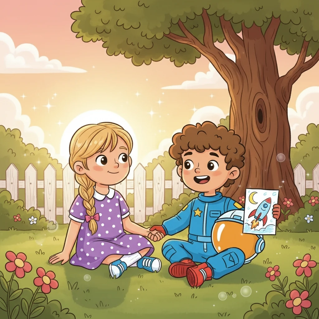 Suddenly, they woke up, back in Leo's backyard. The sun was rising, but the magic of their dream lingered. They looked at each other, smiled, and knew that their adventure was just beginning. They promised each other they would never stop dreaming big.