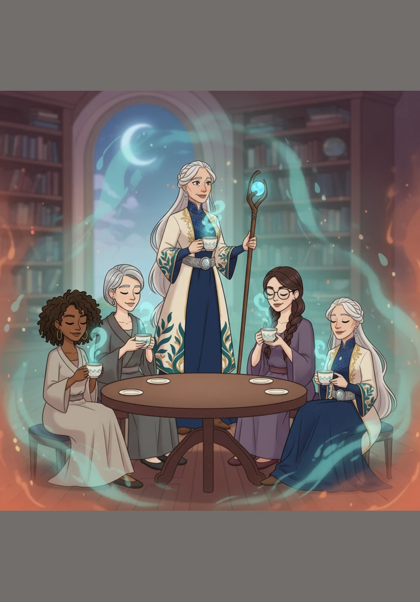 As they take their first sips, a wave of calm washes over them, a liquid coolness that seems to douse the sudden flares of heat. The tea is a reminder that even in the midst of a storm, there is a center of absolute stillness and peace.