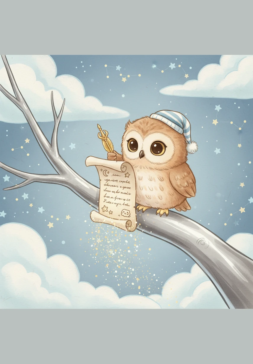 Oliver the Little Owl sat on a silver branch, watching the moon rise over the Whispering Woods. While the other owls were ready to hunt, Oliver felt a different kind of quiet magic in the air.