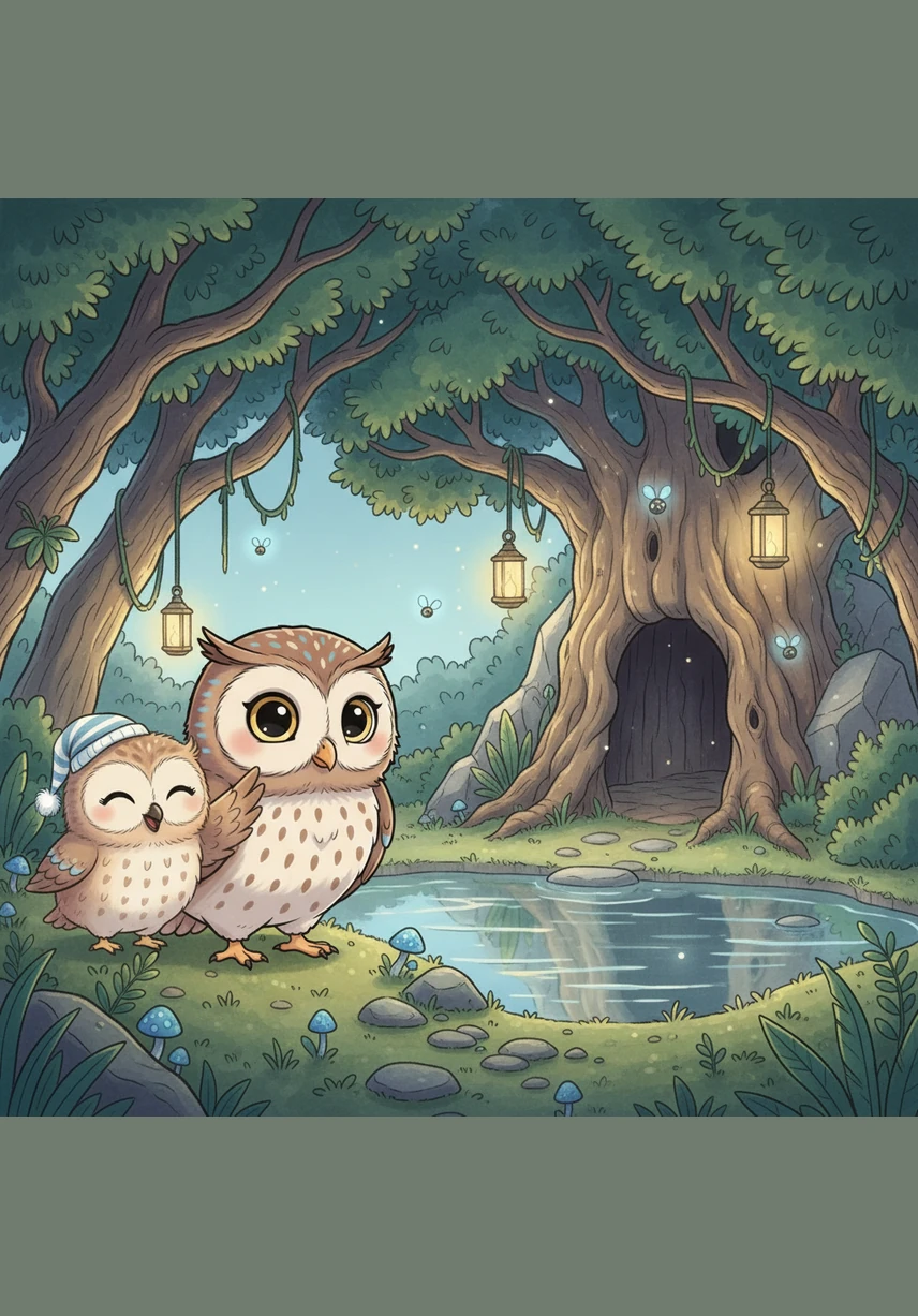 Oliver visited the mossy hollow where the rabbit family was snuggled together in a warm, fuzzy pile. Their long ears twitched in rhythm with their peaceful dreams.