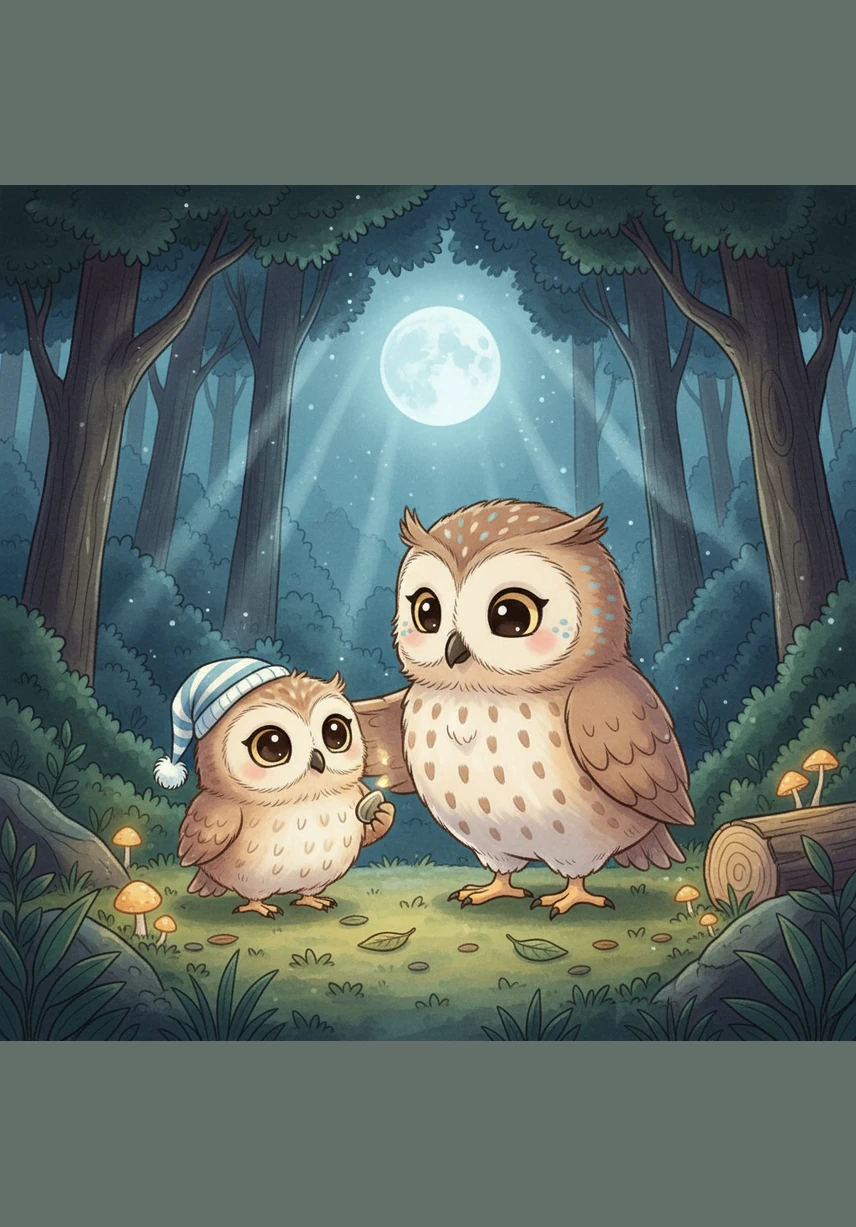 Oliver met a friendly moonbeam that guided him toward the Great Pine, the oldest tree in the forest. The air smelled of sweet resin and cool night mist.